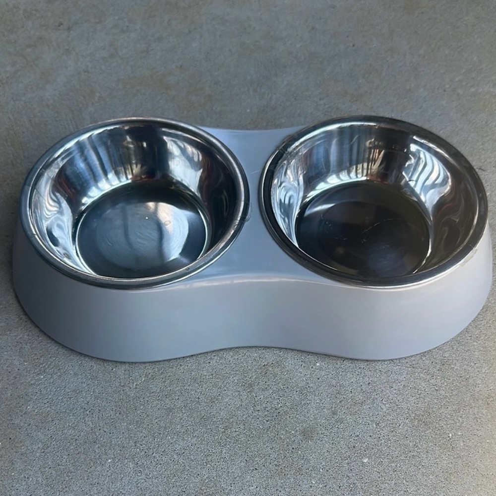 Stainless Steel Dog Bowl Set with Gray Base - Picture 2 of 2